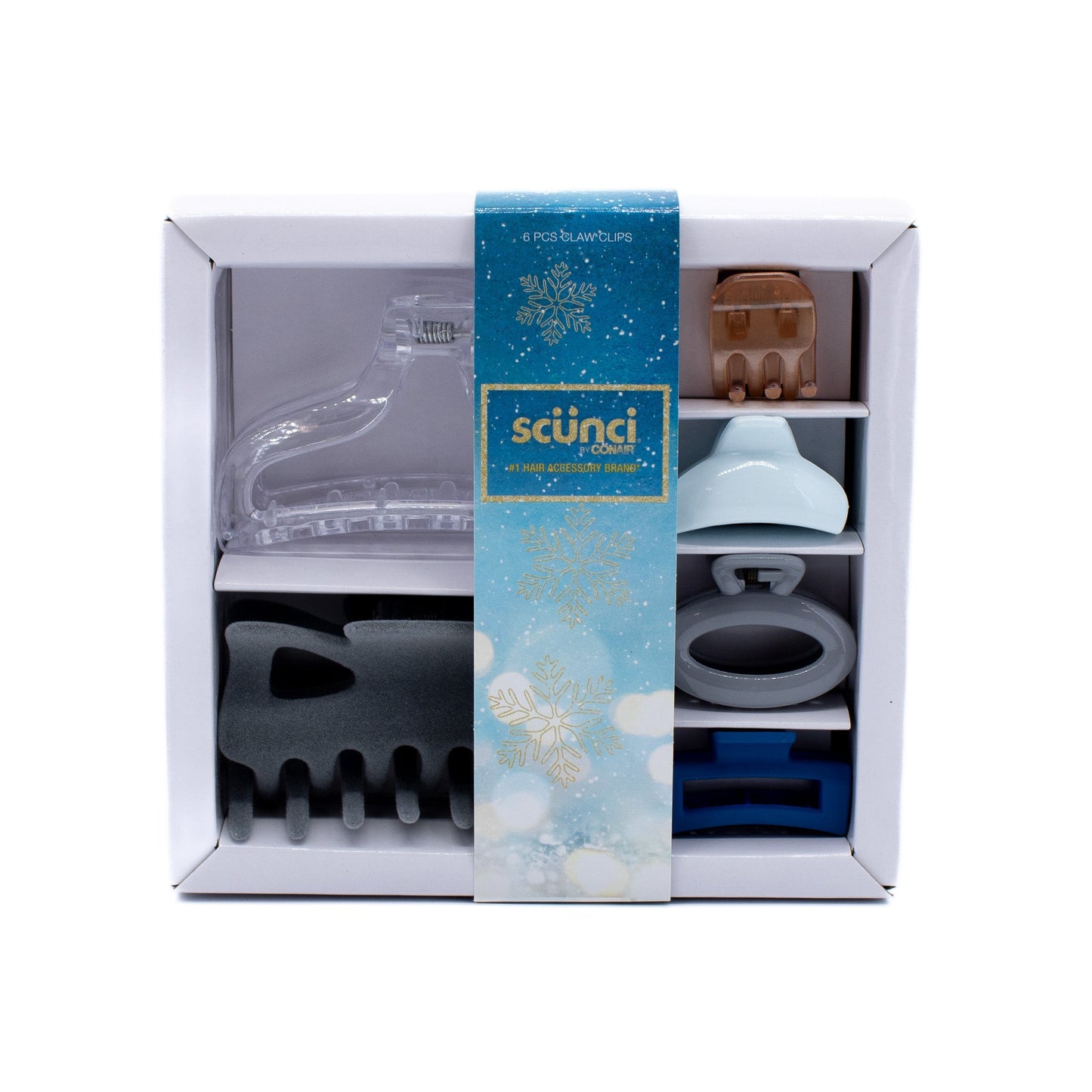 Scunci Claw Clips Assorted Styles 6ct - New