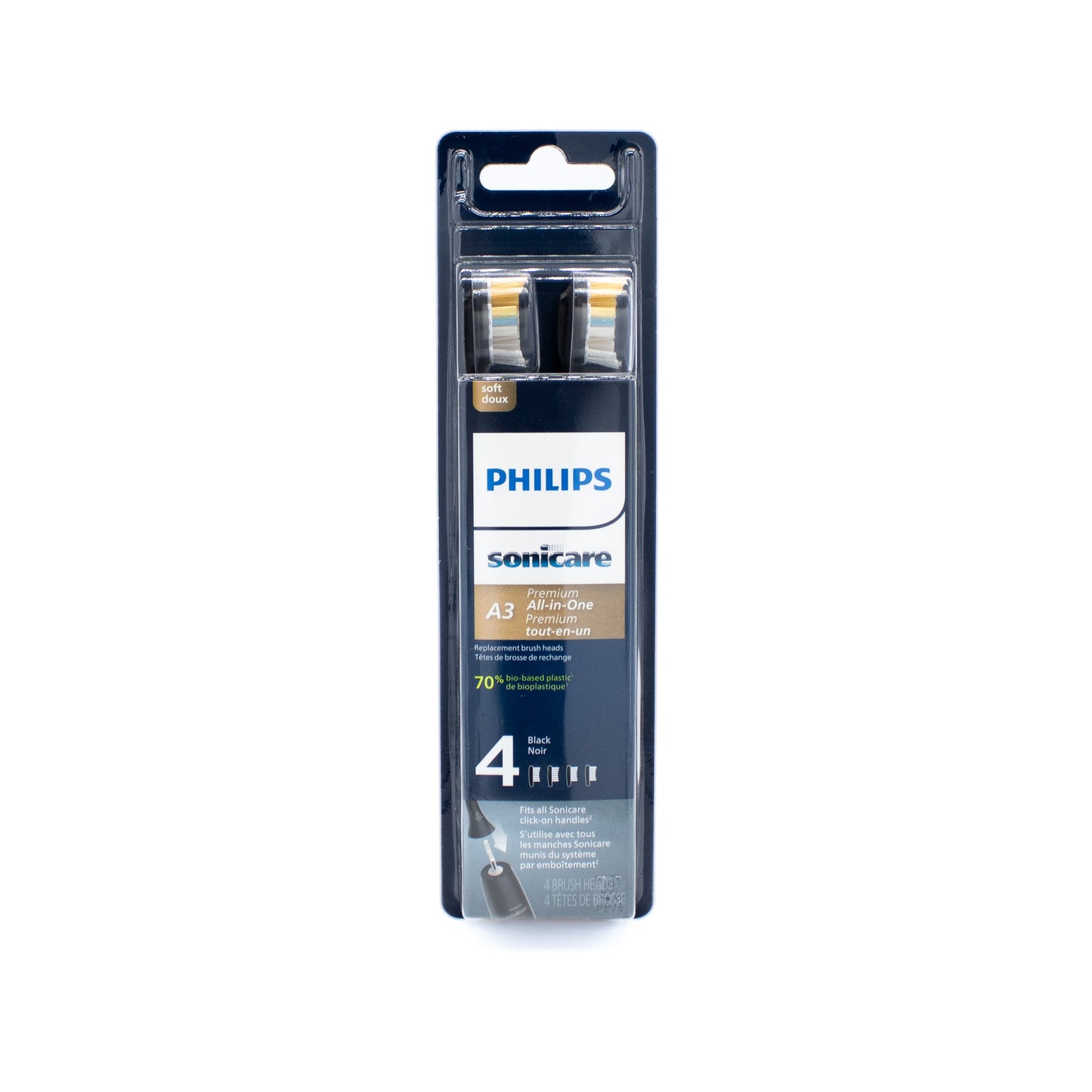 Philips Sonicare A3 Toothbrush Heads HX9094/95 Black 4 pack - New