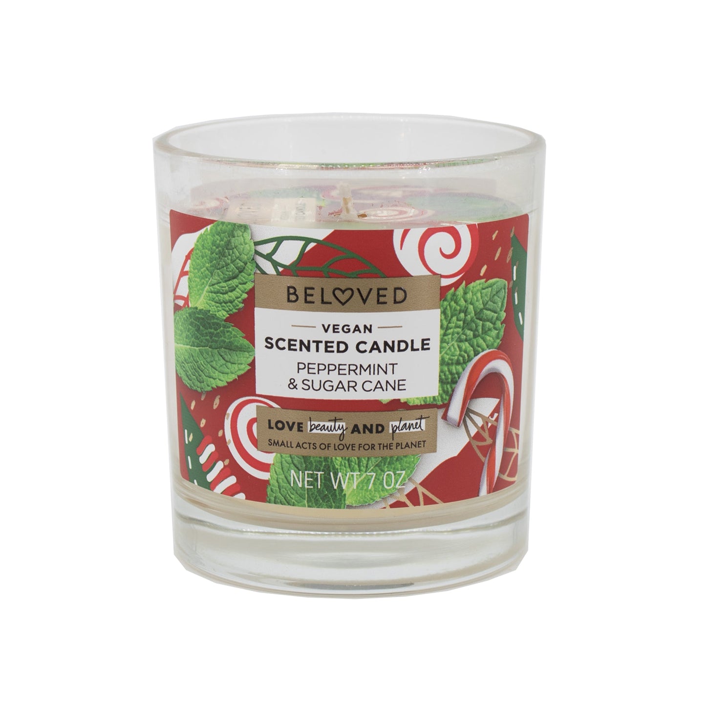 Beloved Vegan Scented Candle Peppermint & Sugarcane 7oz - New