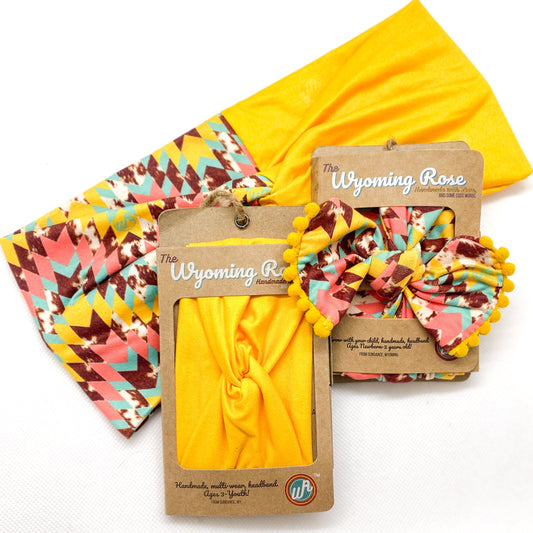Solid Yellow/Retro Cowhide Headband
