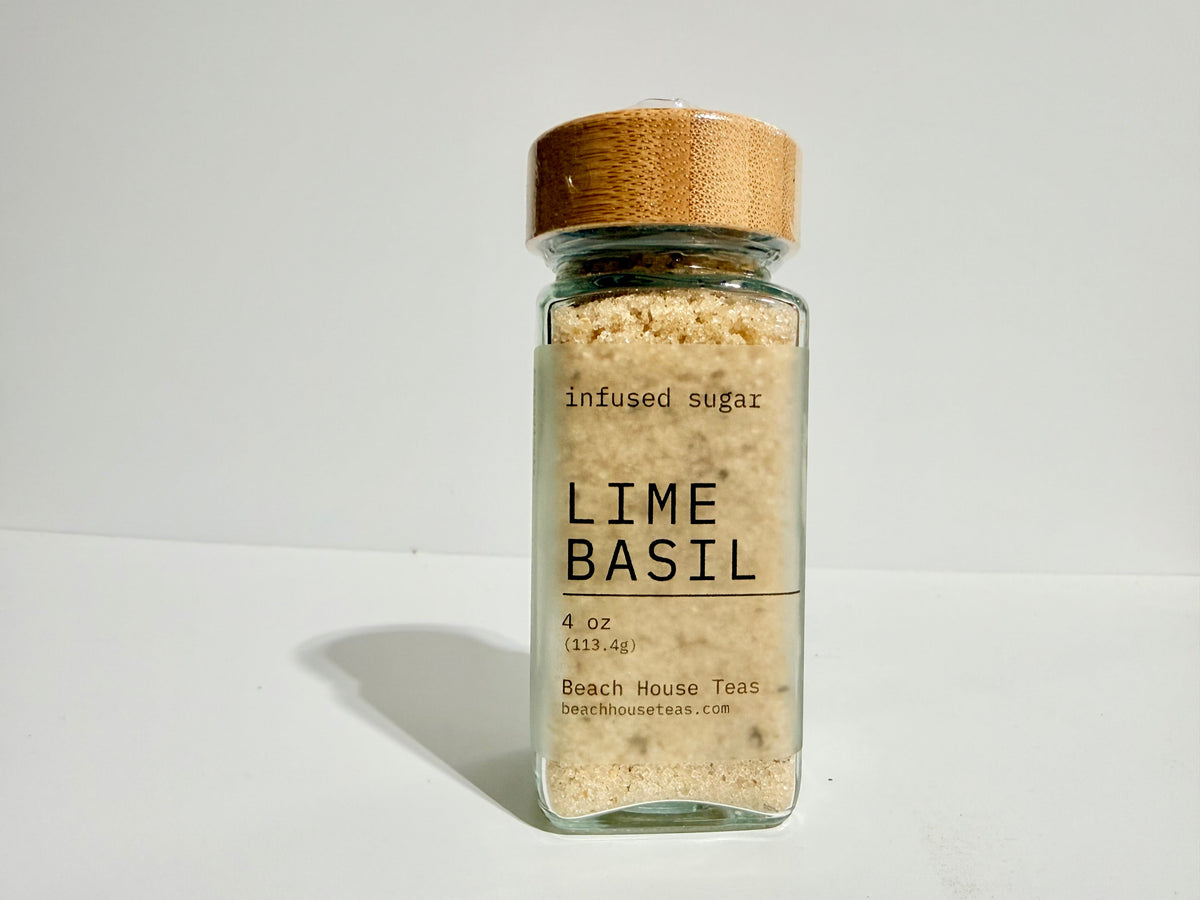 Lime Basil infused artisan culinary sugar