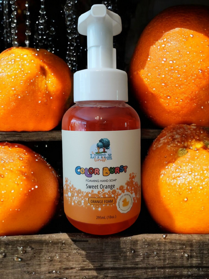 Non-toxic, Colorful Foaming Hand Soap for Kids. Orange Foam. Fragrance Sweet Orange.