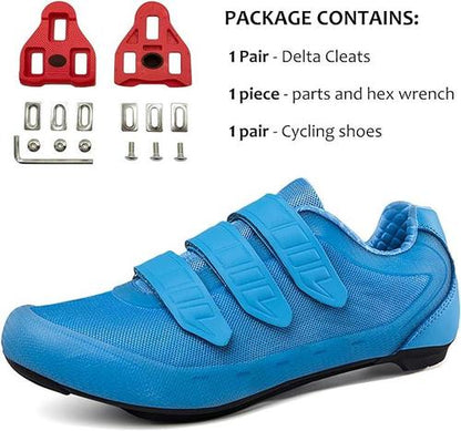 Mens Womens Cycling Shoes Compatible with Peloton Road Bike Size M9/W11,Blue