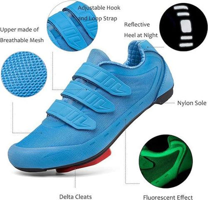 Mens Womens Cycling Shoes Compatible with Peloton Road Bike Size M9/W11,Blue