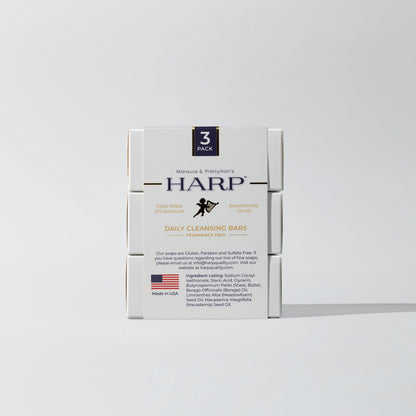 HARP® Fresh Sport Body Wash Bar – pH Balanced (5.0–6.0) Syndet Cleanser, Soap-Free & No Lye, Non-Comedogenic, Gentle for Sensitive & Dry Skin, With Shea Butter & Borage Oil