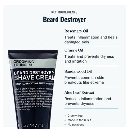 Grooming Lounge Beard Destroyer Shave Cream - Best Shave Cream For Sensitive Skin