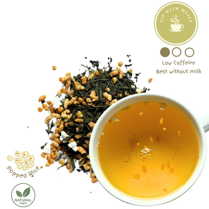 Japanese Genmaicha Green Tea | Popcorn Tea - Popped Brown Rice Loose Leaf Tea