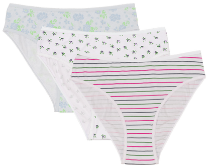 High Waist Cotton Bikini Assorted Print 3 Pack