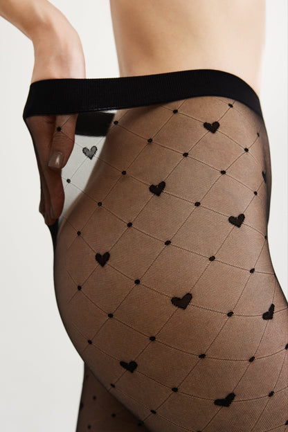 Fantasy Tights Conte Karmen - Imitation of Knee-Highs and a Hearts Pattern