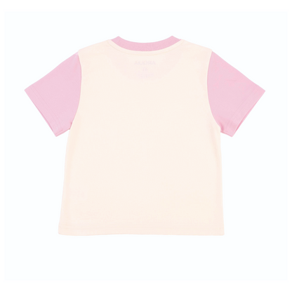 Kids Colorblock Tee White with Pink