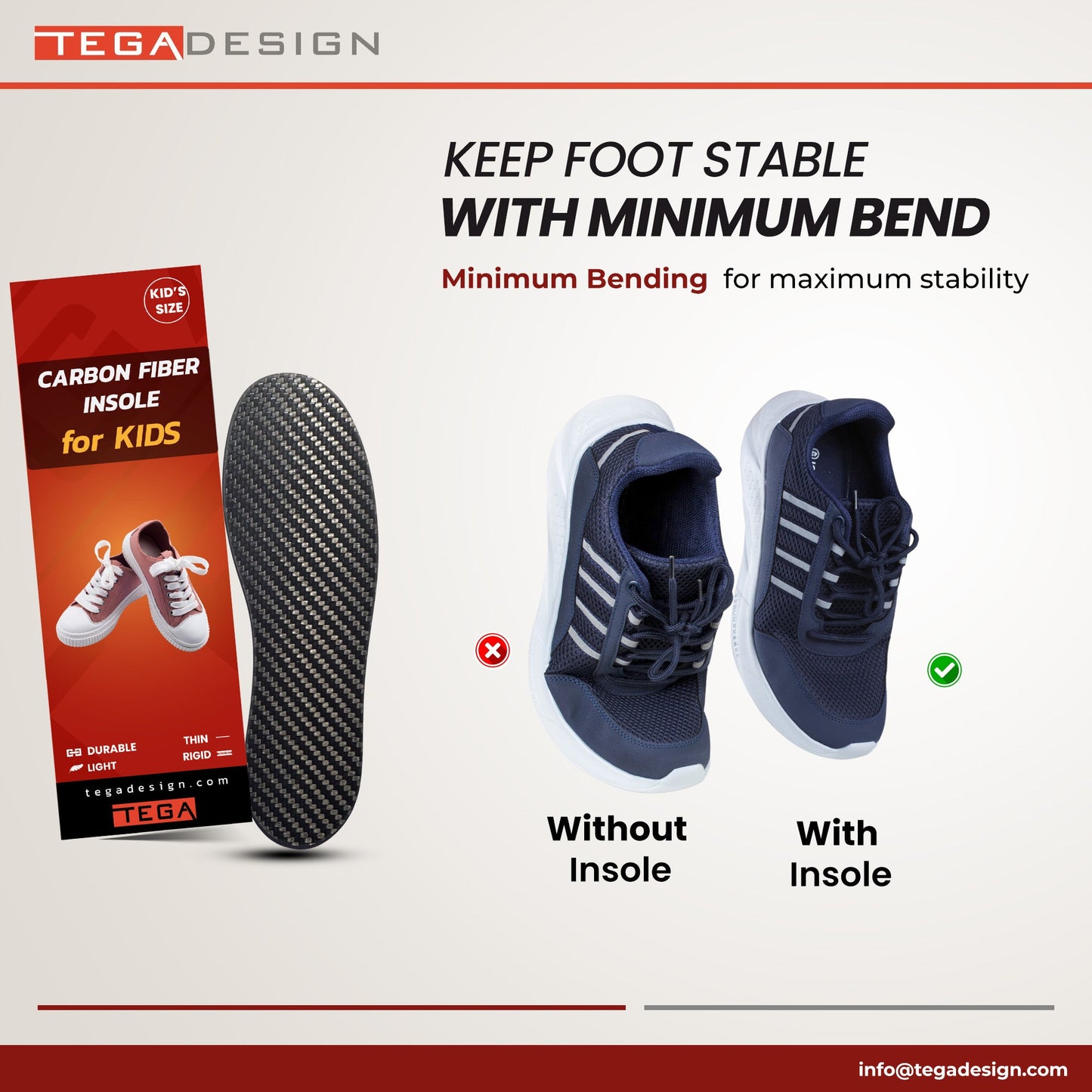 Kid's Carbon Fiber Insole For Idiopathic Toe Walking