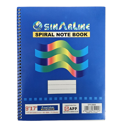 SinAline Spiral Note Book (9″×7″, 80 Sheets)