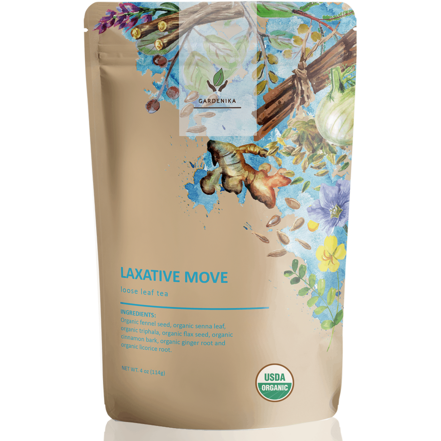 Laxative Loose Leaf Tea, Gentle Constipation Relief - Ayurvedic Herbal Blend with Senna & Fennel - Digestive Health Support - Caffeine Free - 55+ Cups - USDA Organic & Kosher - 4 oz (113g)