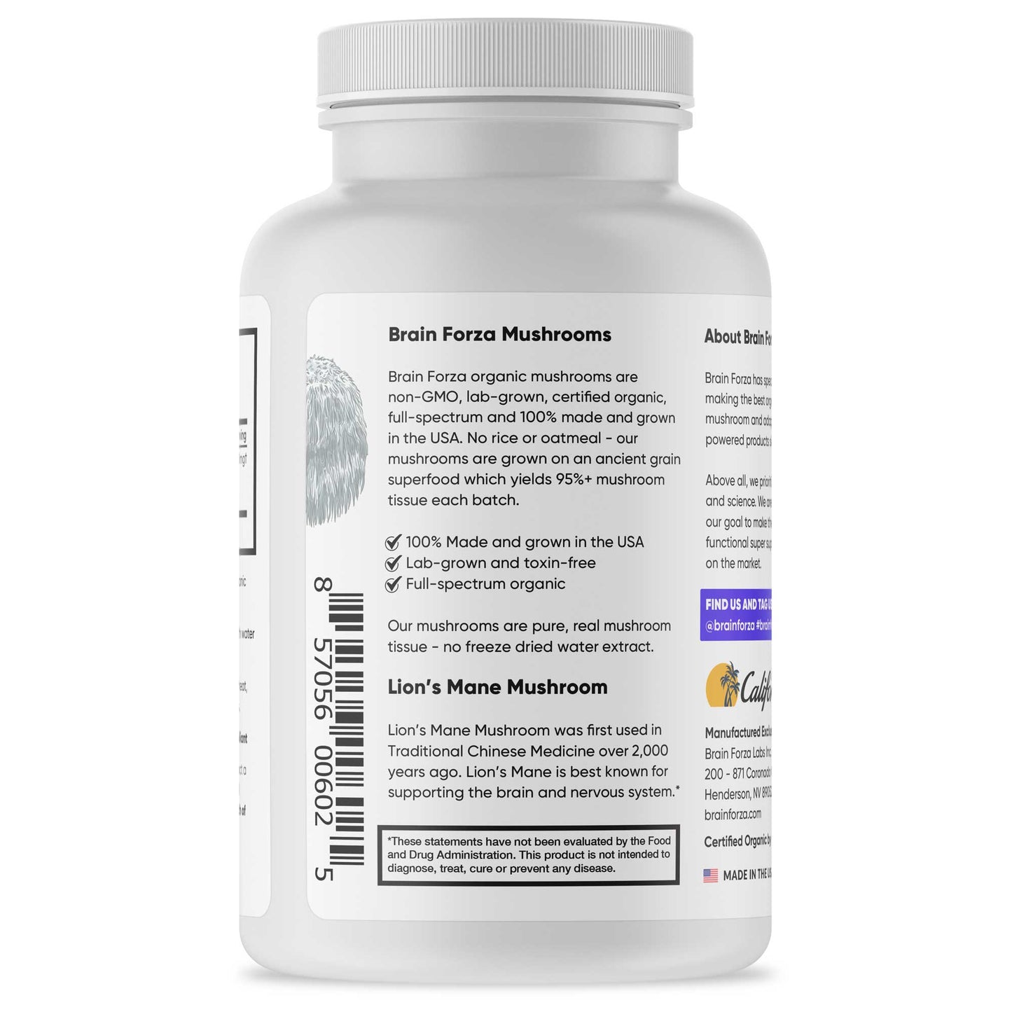 Organic Lion's Mane Mushroom, 90 Capsules