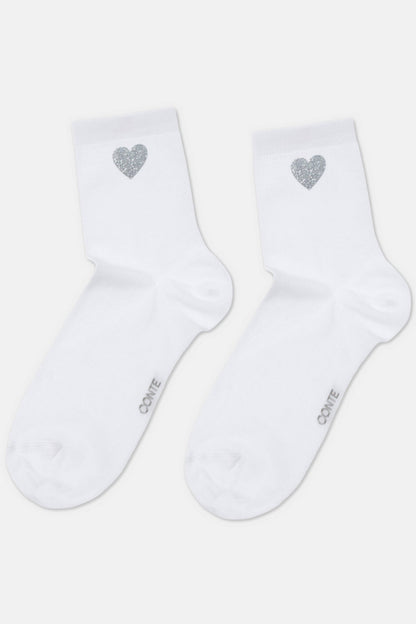 Cotton Socks Conte Classic 427 - Shimmering Heart Pattern