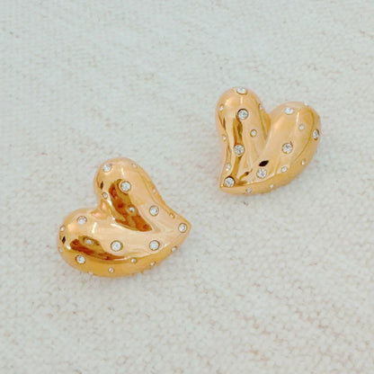 Golden Heart Earrings | 18k Gold Plated Stainless Steel - Femstylo