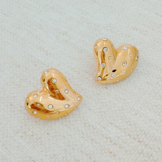 Golden Heart Earrings | 18k Gold Plated Stainless Steel - Femstylo