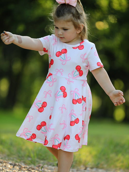 Cherry Pattern Vibrant Girls Dress