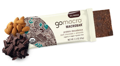 Gomacro Organic Dark Chocolate Almond Protein Bar, Case of 12, 2.3 oz.