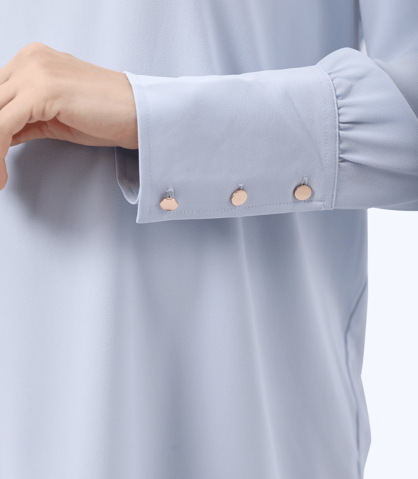 Sky Blue Long Sleeve Mock Neck Maternity Blouse