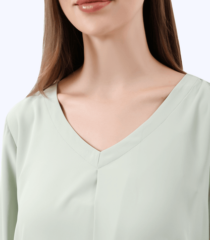 Olive Long Sleeve V-Neck Pleat Maternity Blouse