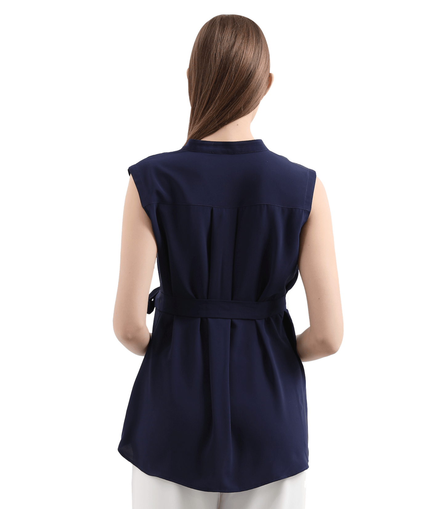 V-Neck Sleeveless Tie Front Maternity Blouse