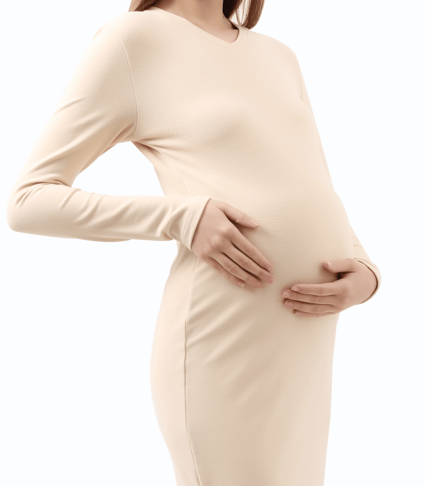 V-Neck Fitted Maternity Maxi Sweater Dress