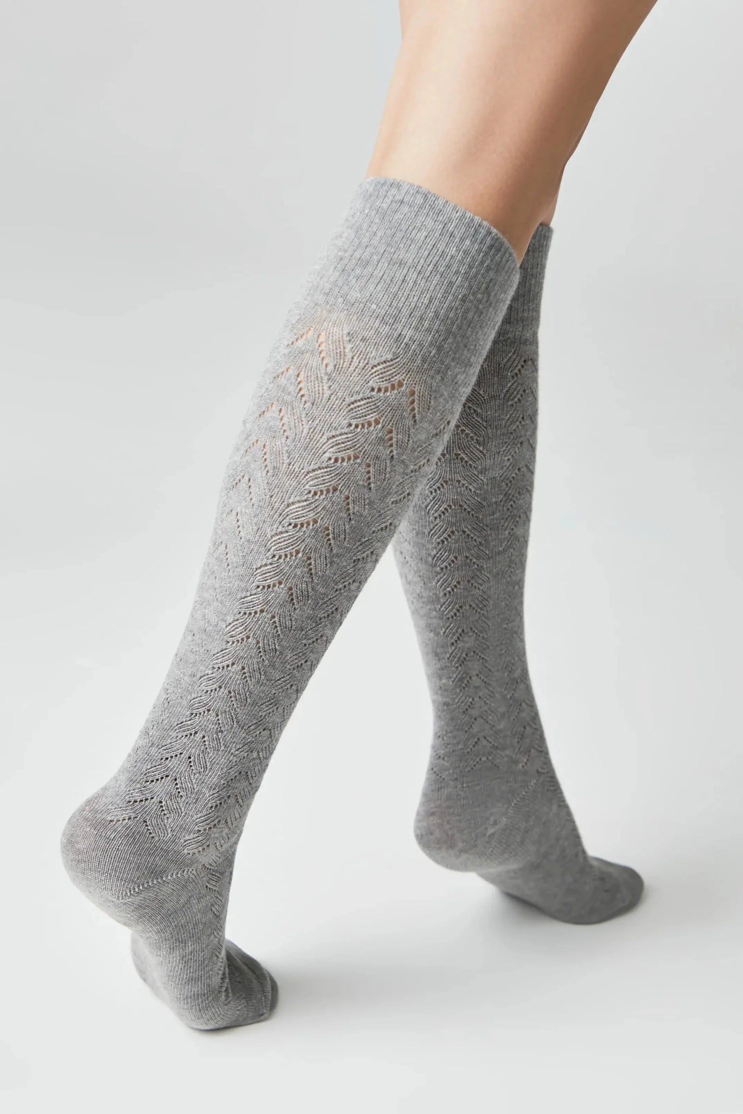 Cotton Knee Highs Conte Classic 010 - Cotton Blend and Knitted Pattern