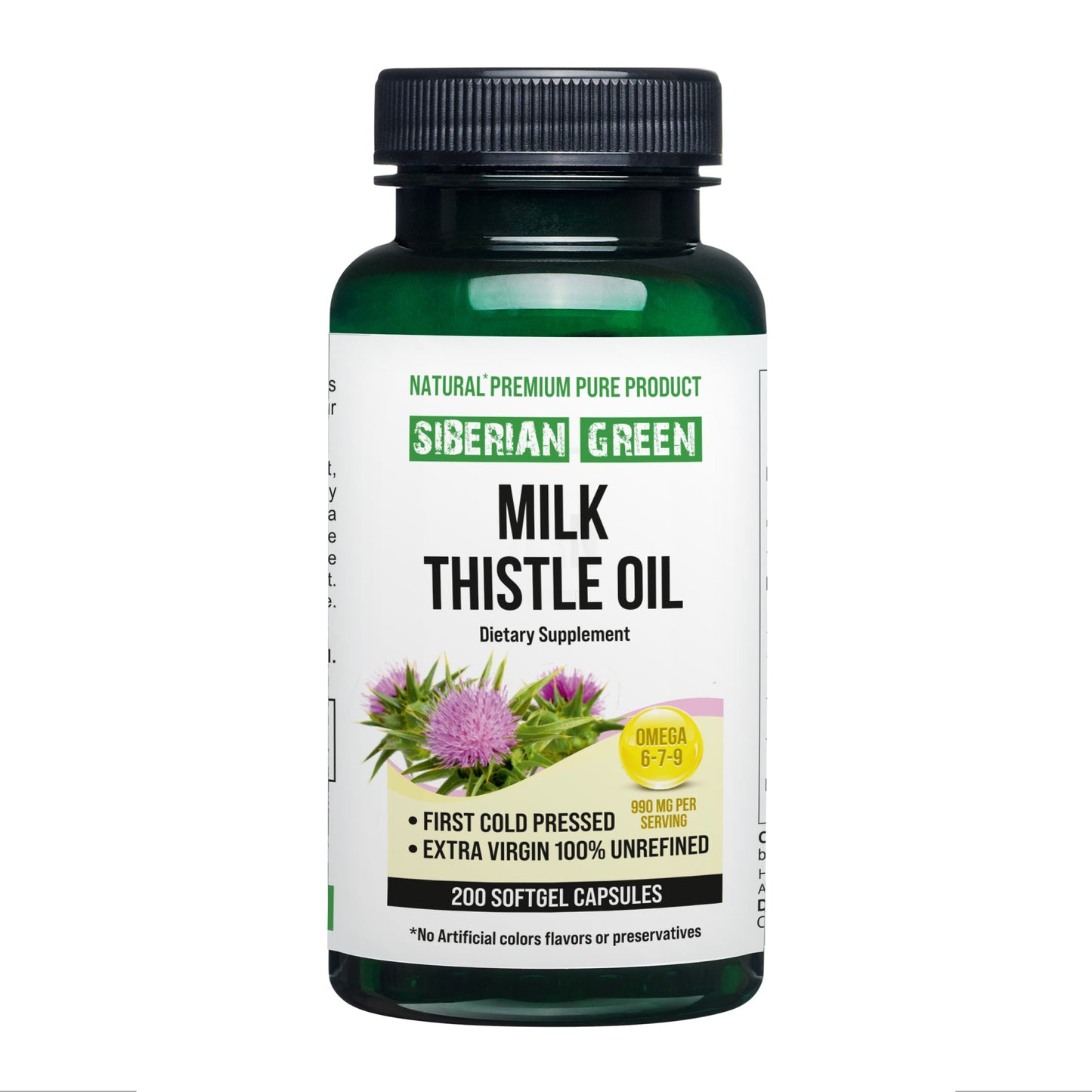 Siberian Green Milk Thistle Oil Capsules – 200 Count