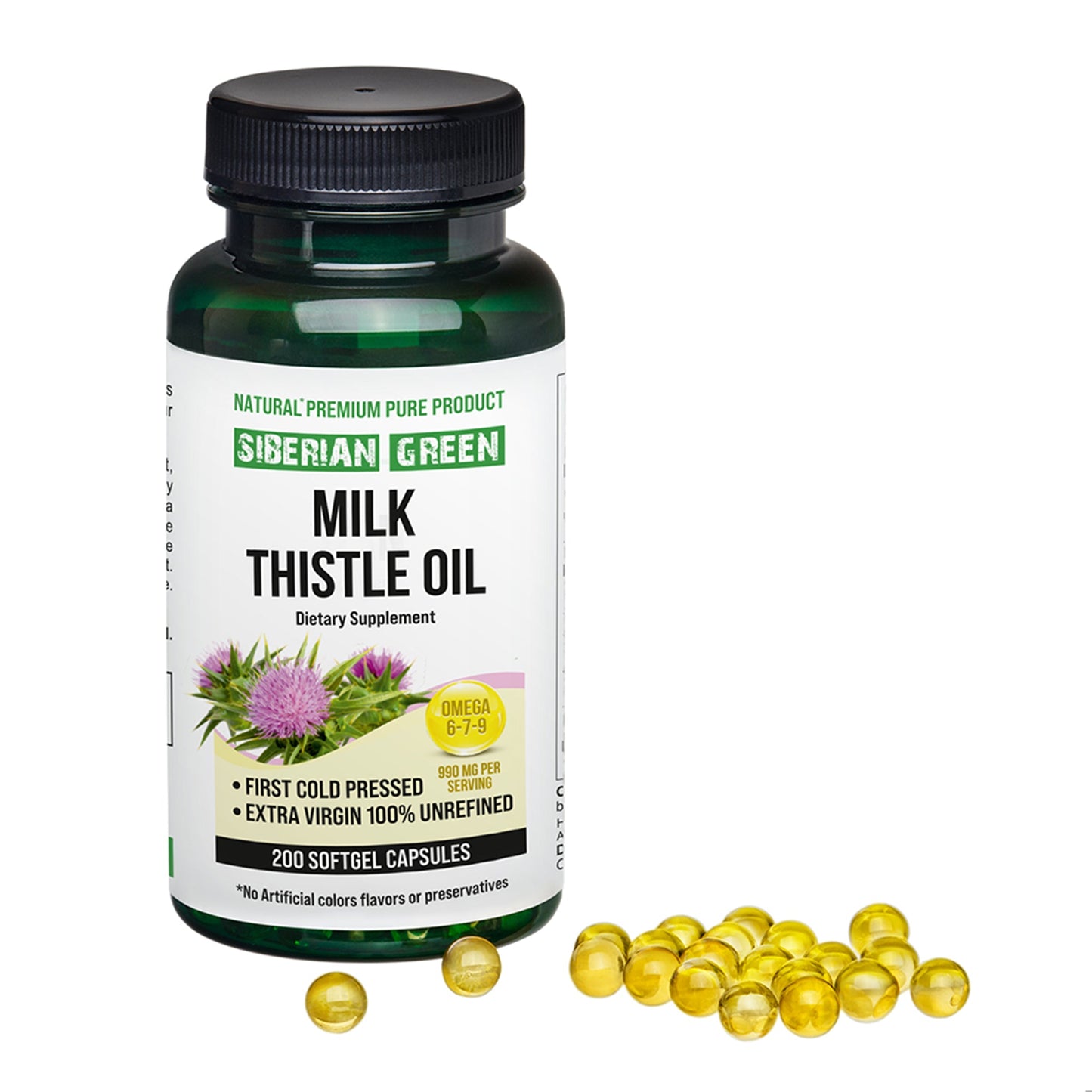 Siberian Green Milk Thistle Oil Capsules – 200 Count