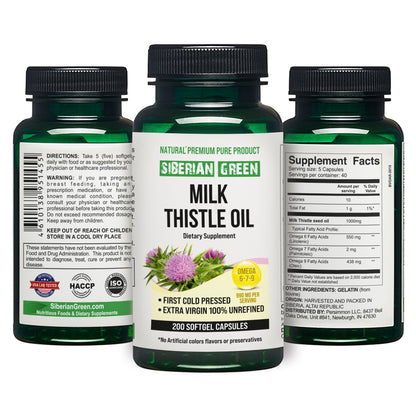 Siberian Green Milk Thistle Oil Capsules – 200 Count