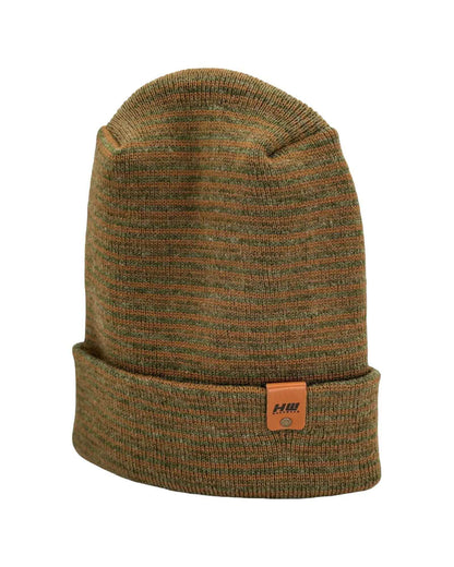 Patented H Stitch Contrast Cuffed Beanie, Brown and Green