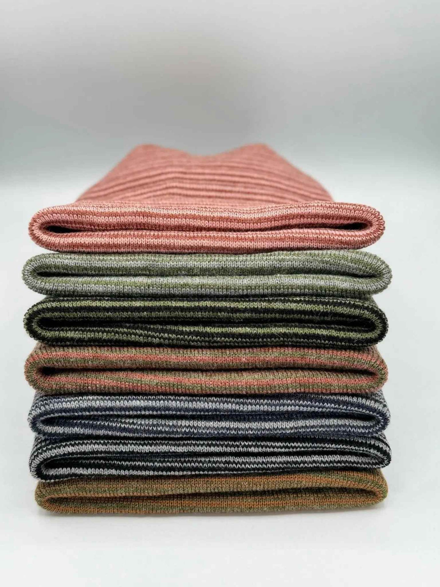 Patented H Stitch Contrast Cuffed Beanie, Burgundy and Pink