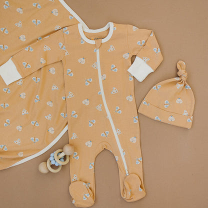 GOTS Certified Organic Cotton Zippy Footed - Magical Moth