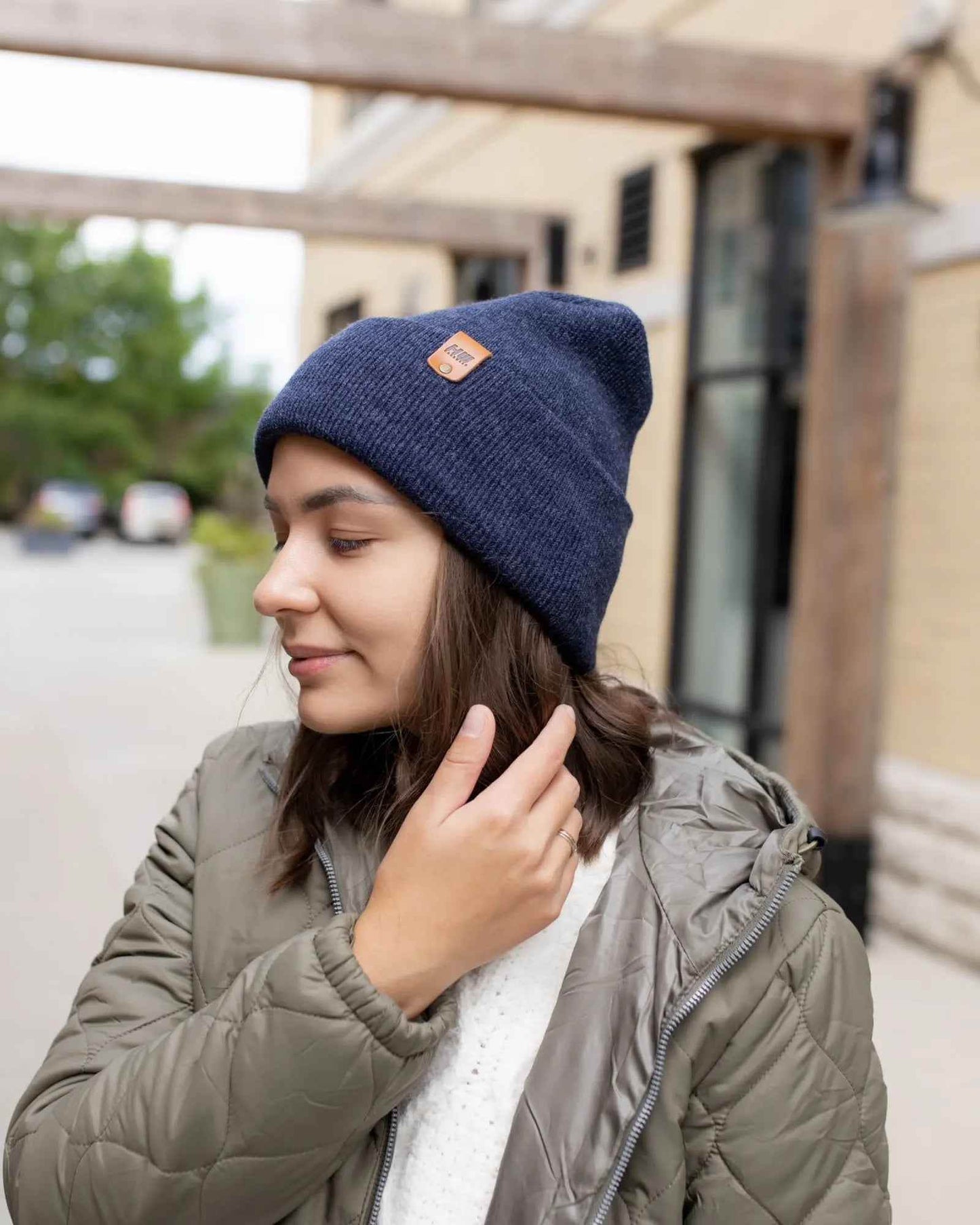 Patented H Stitch Cuffed Beanie, Denim Blue