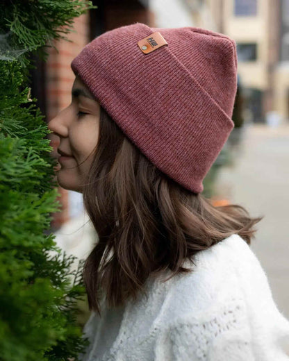 Patented H Stitch Cuffed Beanie, Rusty Burgundy