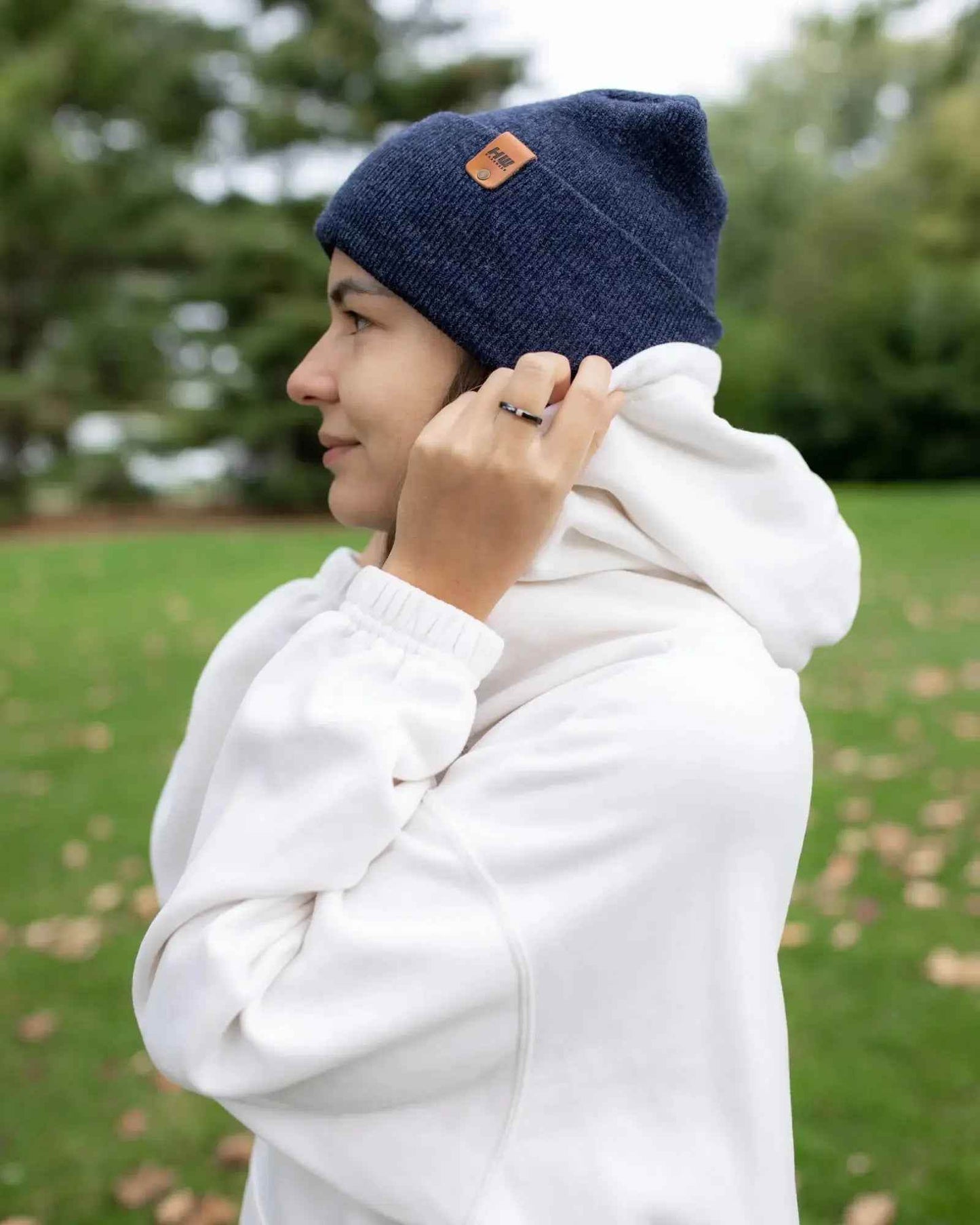 Patented H Stitch Cuffed Beanie, Denim Blue