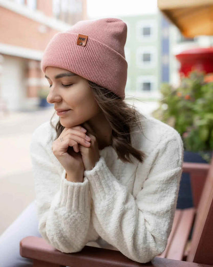 Patented H Stitch Cuffed Beanie, Pearl Pink