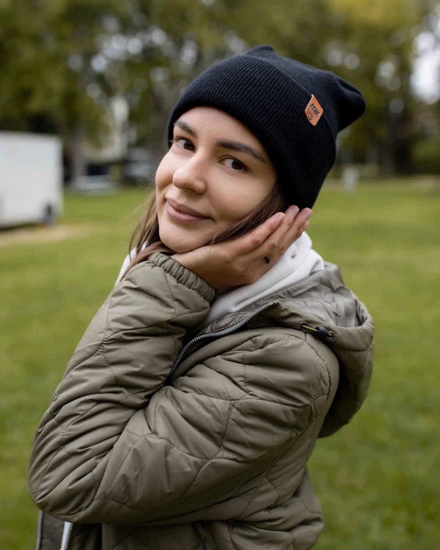 Patented H Stitch Cuffed Beanie, Midnight Black