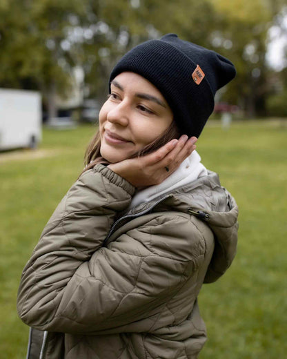 Patented H Stitch Cuffed Beanie, Midnight Black