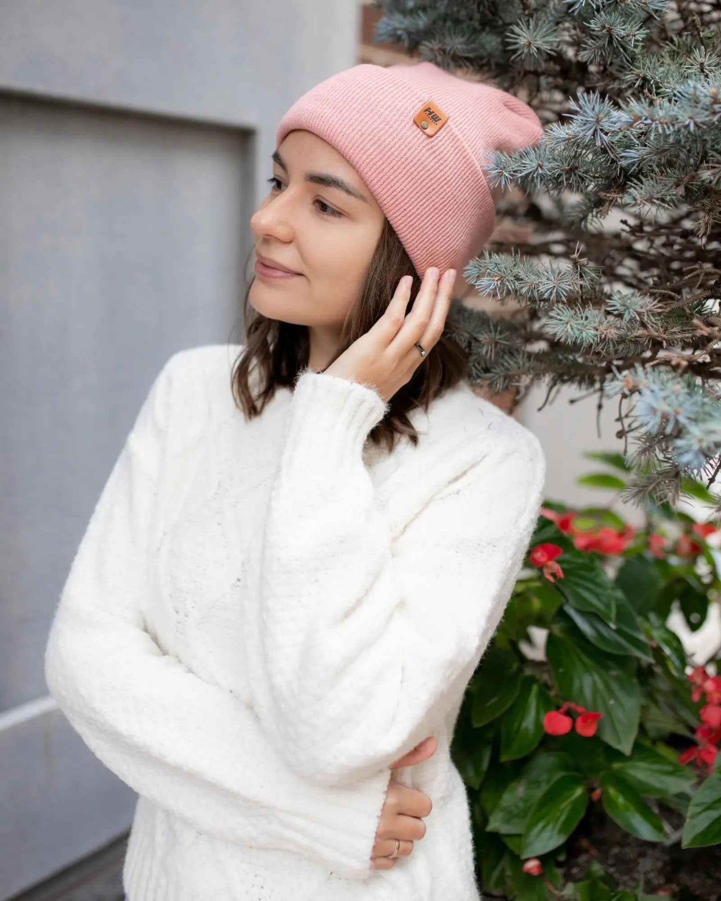 Patented H Stitch Cuffed Beanie, Pearl Pink