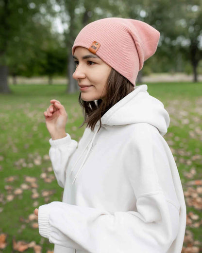 Patented H Stitch Cuffed Beanie, Pearl Pink