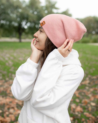 Patented H Stitch Cuffed Beanie, Pearl Pink