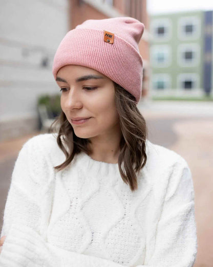 Patented H Stitch Cuffed Beanie, Pearl Pink
