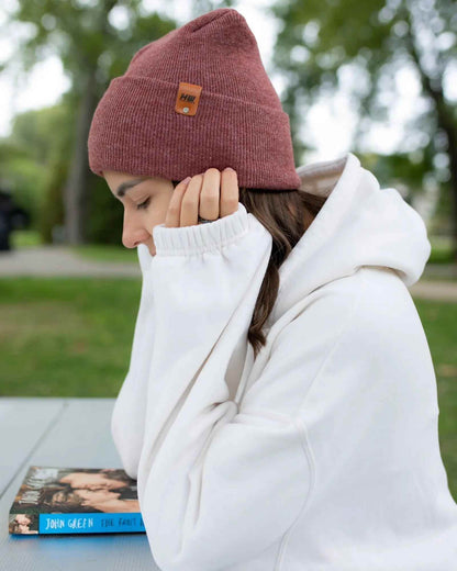 Patented H Stitch Cuffed Beanie, Rusty Burgundy