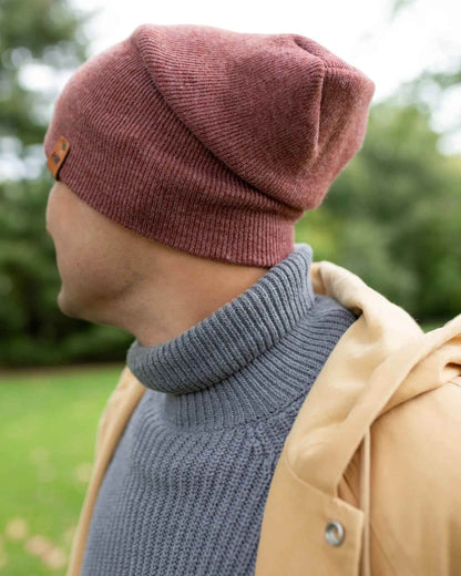 Patented H Stitch Cuffed Beanie, Rusty Burgundy