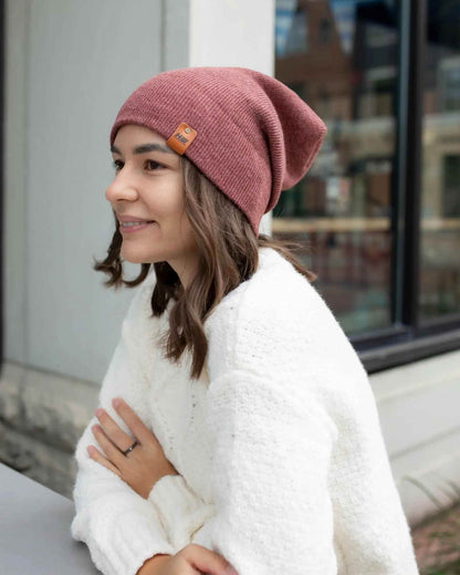 Patented H Stitch Cuffed Beanie, Rusty Burgundy