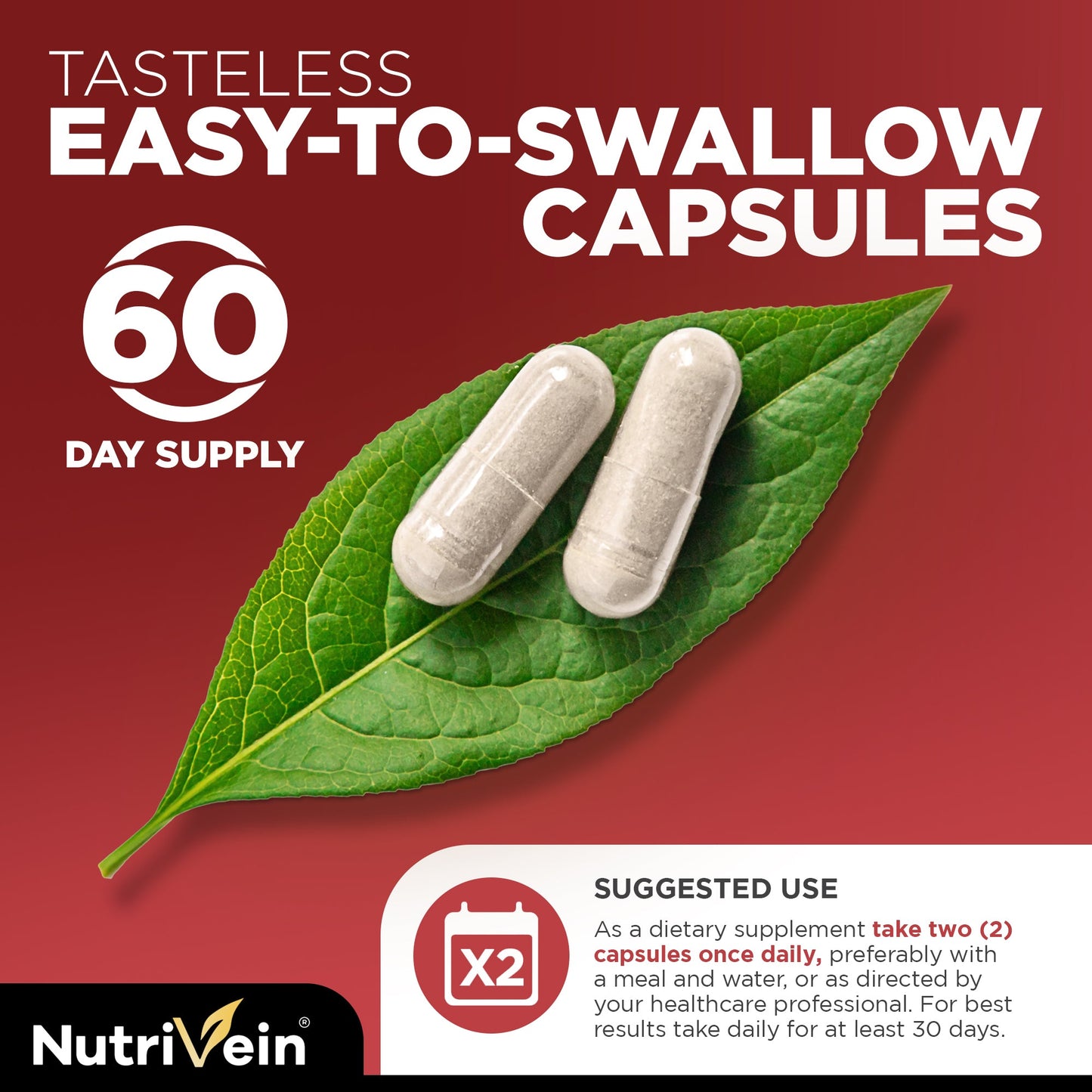 Nutrivein Korean Red Panax Ginseng 1600mg – Extra Strength Formula - 180 Capsules