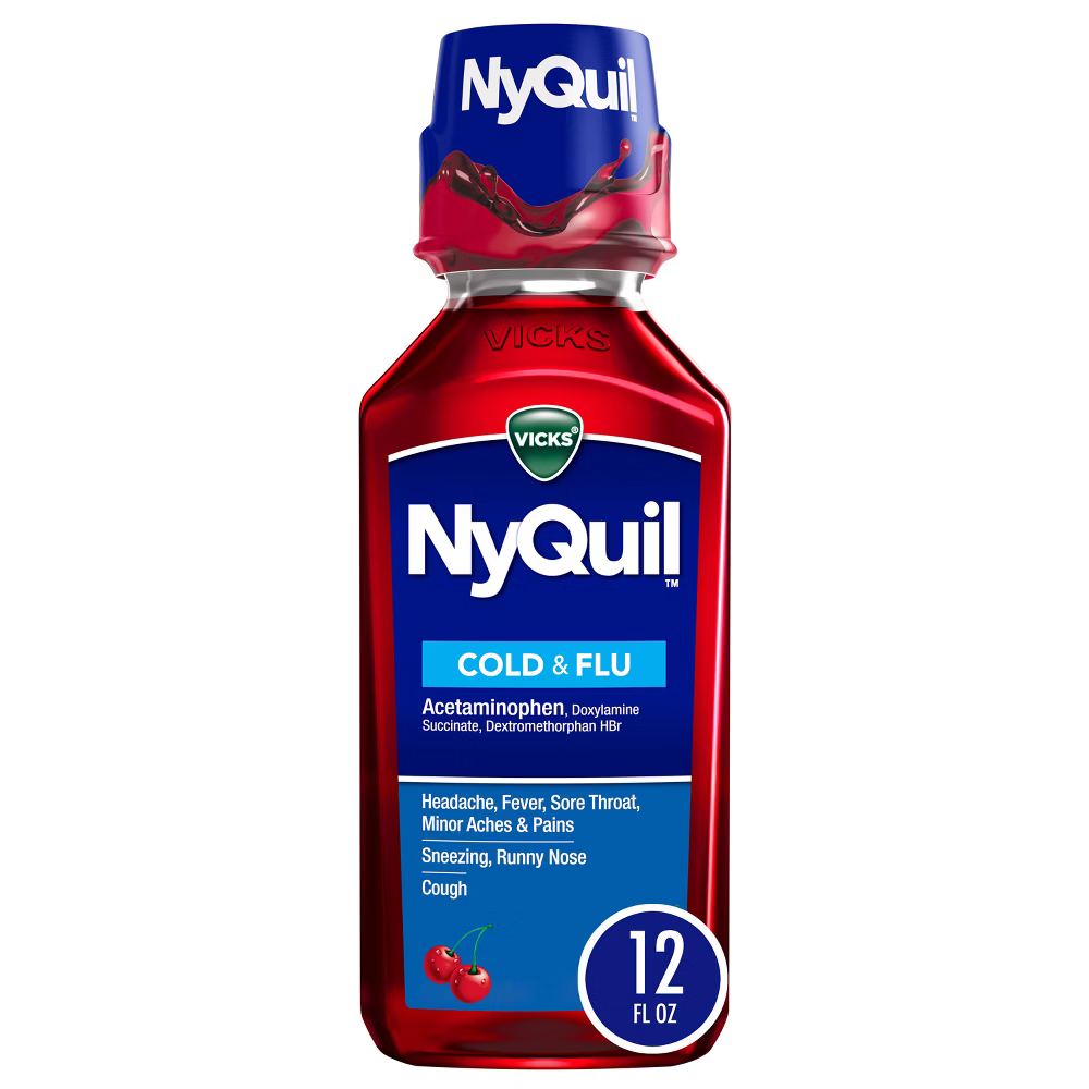 Vicks NyQuil Cold & Flu Nighttime Relief Liquid Cherry (12 oz)
