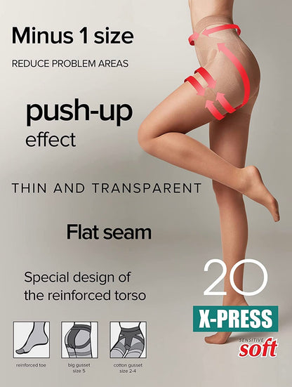 Conte X-Press Soft 20 Den - 5 Modelling Belts Control Top Women's Tights (8С-66СП)